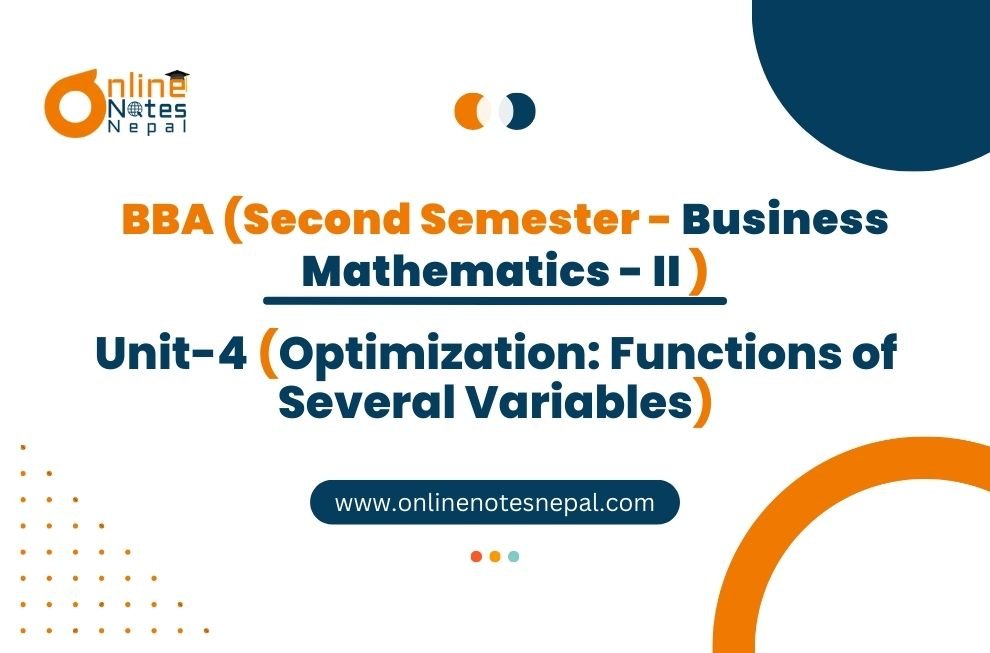 Unit 4: Optimization: Functions of Several Variables - Basic Mathematics - II | Second Semester Photo